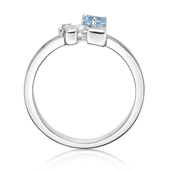 4.0mm Heart-Shaped Swiss Blue Topaz "Love" Ring in Sterling Silver