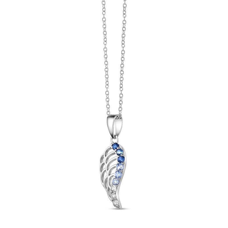 Main Image 2 of Sky and London Blue Topaz with White Lab-Created Sapphire Angel Wing Pendant in Sterling Silver