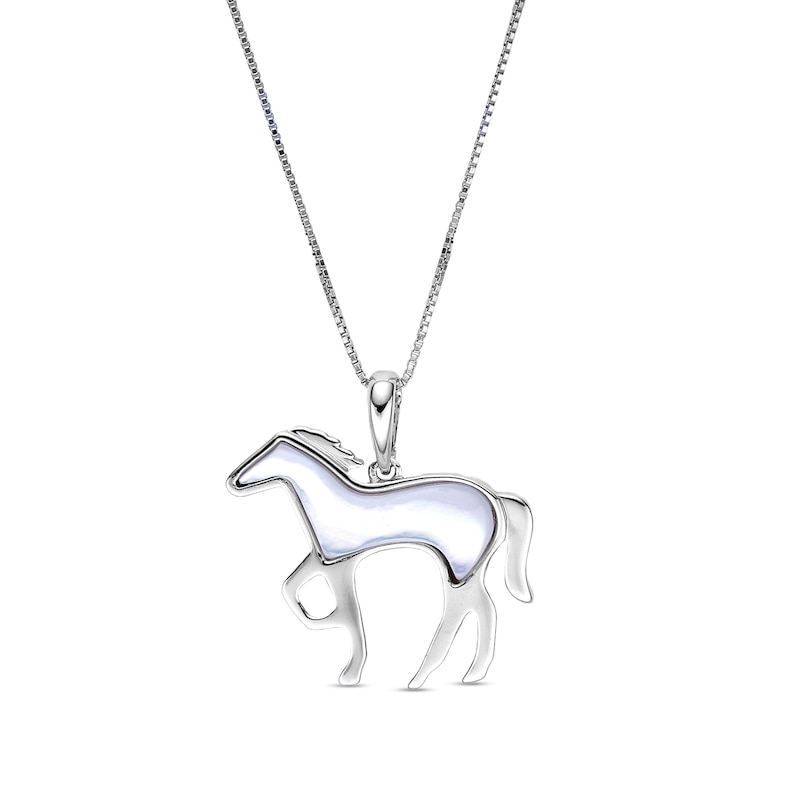 Main Image 1 of Mother-of-Pearl Horse Pendant in Sterling Silver