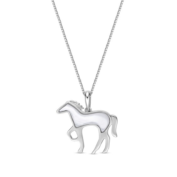 Mother-of-Pearl Horse Pendant in Sterling Silver