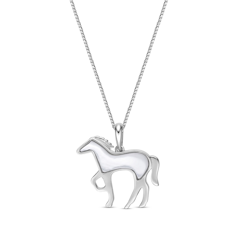 Main Image 2 of Mother-of-Pearl Horse Pendant in Sterling Silver