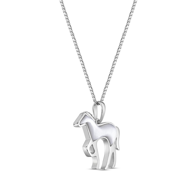 Main Image 3 of Mother-of-Pearl Horse Pendant in Sterling Silver