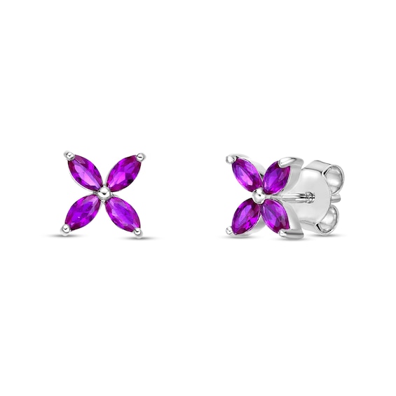 Marquise-Cut Lab-Created Ruby Stud Earrings in Sterling Silver