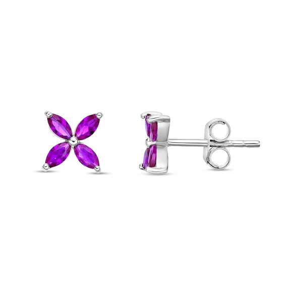 Marquise-Cut Lab-Created Ruby Stud Earrings in Sterling Silver