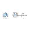 Thumbnail Image 2 of 5.0mm Swiss Blue Topaz and White Lab-Created Sapphire Stud Earrings in Sterling Silver