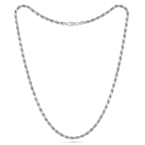 3.5mm Diamond-Cut Rope Chain Necklace in Solid Sterling Silver - 22"