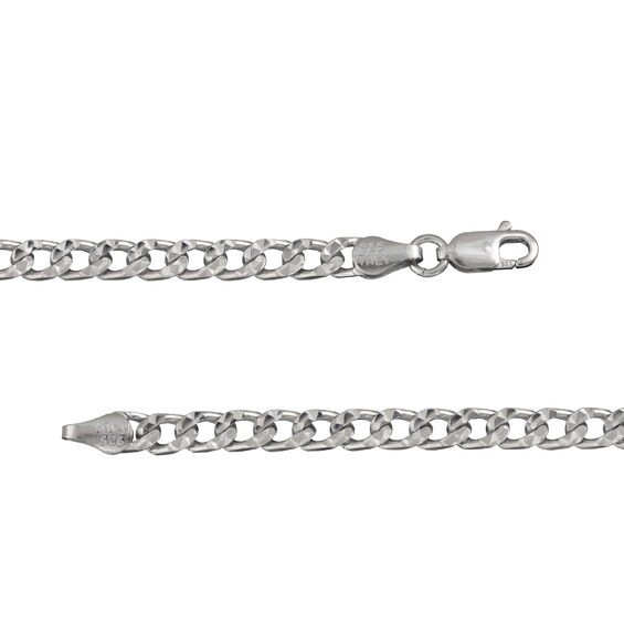 3.6mm Diamond-Cut Curb Chain Necklace in Solid Sterling Silver - 20"