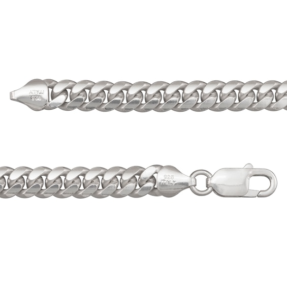 7.2mm Diamond-Cut Miami Cuban Curb Chain Necklace in Solid Sterling Silver - 24"
