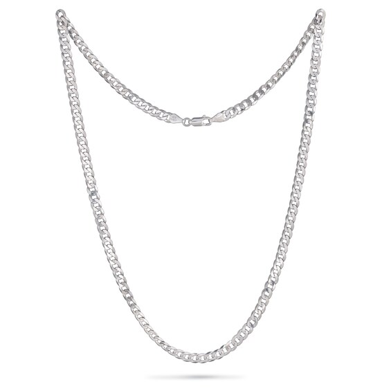 5.2mm Diamond-Cut Curb Chain Necklace in Solid Sterling Silver - 24"