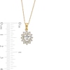 Thumbnail Image 4 of Oval White Lab-Created Sapphire and Diamond Accent Sunburst Frame Pendant in 10K Gold