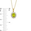 Thumbnail Image 4 of Oval Peridot and Diamond Accent Sunburst Frame Pendant in 10K Gold