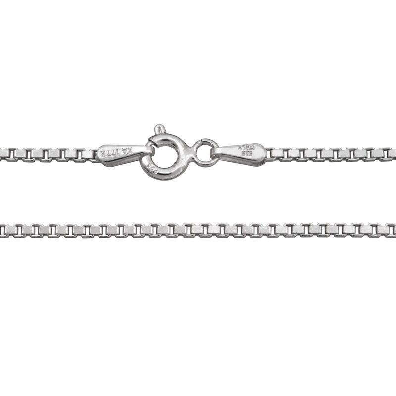 Main Image 2 of 1.3mm Diamond-Cut Box Chain Necklace in Solid Sterling Silver - 18"