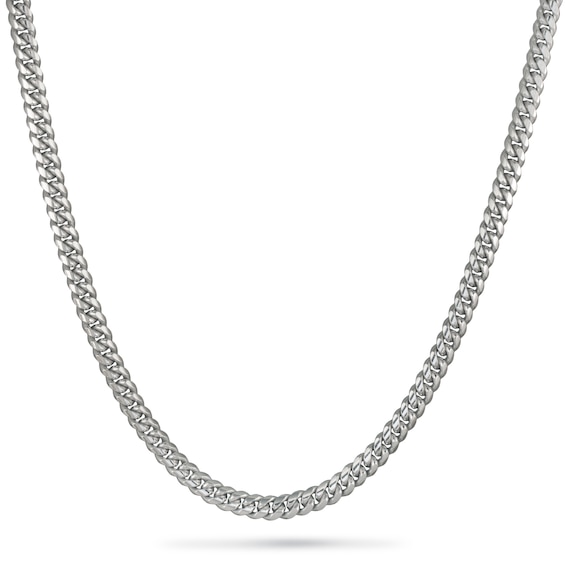 3.5mm Diamond-Cut Miami Cuban Curb Chain Necklace in Solid Sterling Silver - 18"