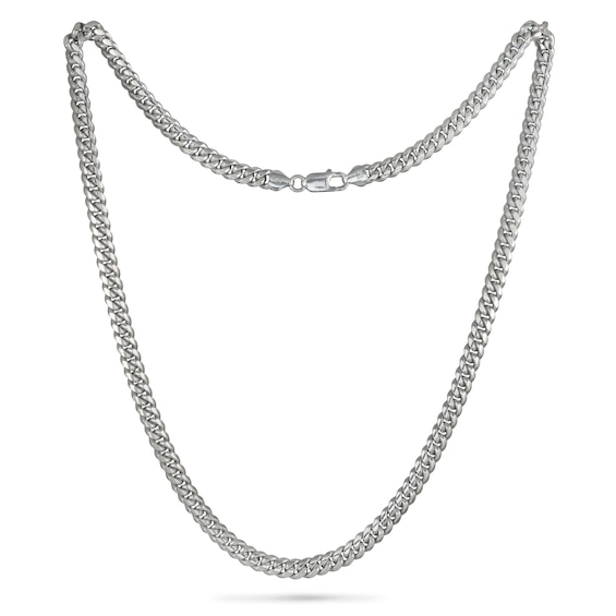 3.5mm Diamond-Cut Miami Cuban Curb Chain Necklace in Solid Sterling Silver - 18"