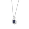 Thumbnail Image 1 of Oval Blue Sapphire and Diamond Accent Sunburst Frame Pendant in 10K White Gold