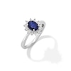 Thumbnail Image 3 of Oval Blue Sapphire and Diamond Accent Sunburst Frame Ring in 10K White Gold
