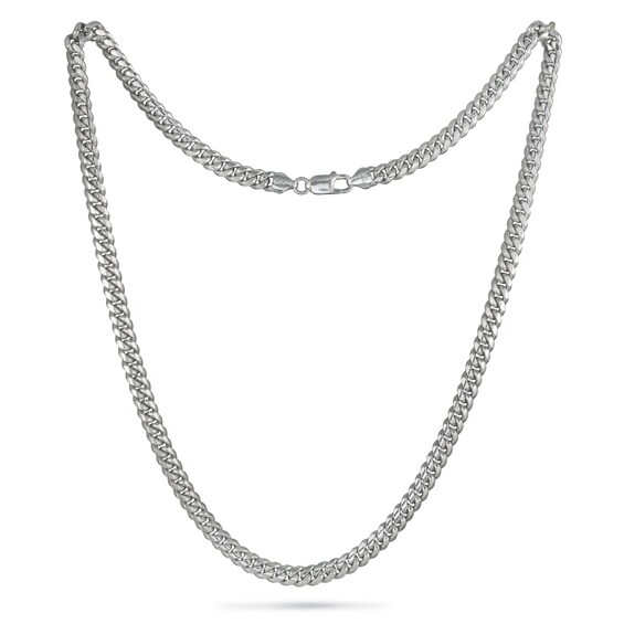 3.5mm Diamond-Cut Miami Cuban Curb Chain Necklace in Solid Sterling Silver - 22"