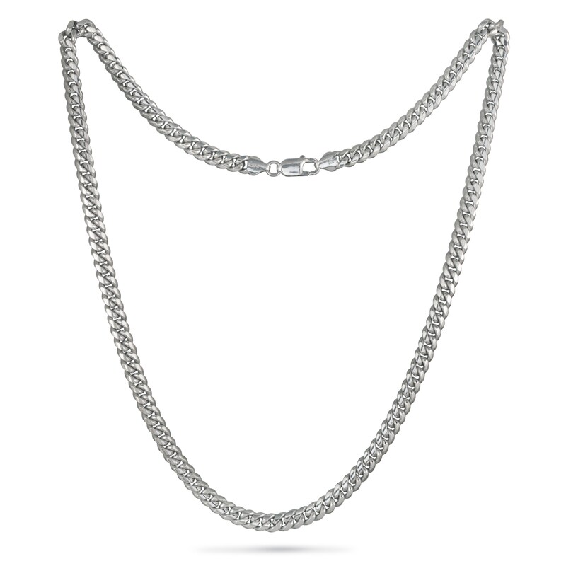 Main Image 2 of 3.5mm Diamond-Cut Miami Cuban Curb Chain Necklace in Solid Sterling Silver - 22"