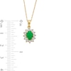 Thumbnail Image 4 of Oval Emerald and Diamond Accent Sunburst Frame Pendant in 10K Gold