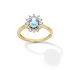 Thumbnail Image 1 of Oval Swiss Blue Topaz and Diamond Accent Sunburst Frame Ring in 10K Gold