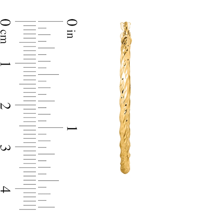 Main Image 2 of 36.0mm Diamond-Cut Twist Hoop Earrings in Hollow 10K Gold