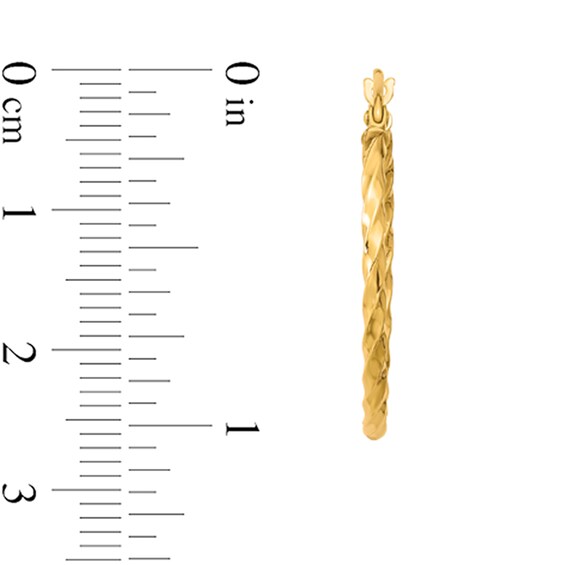 26.65mm Twist Textured Hoop Earrings in Hollow 10K Gold
