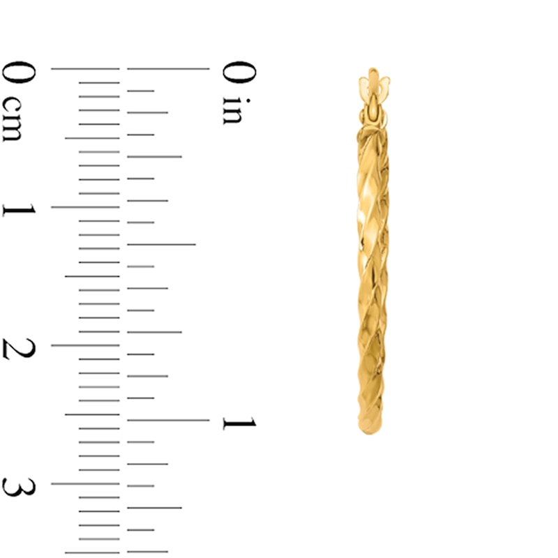 Main Image 2 of 26.65mm Twist Textured Hoop Earrings in Hollow 10K Gold
