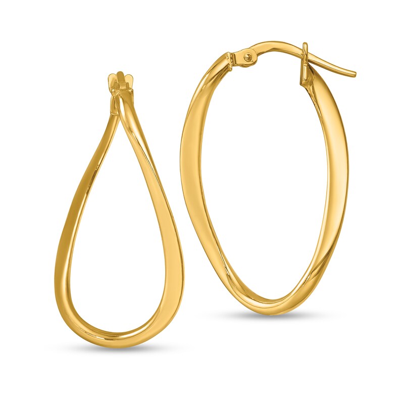 Main Image 1 of 29.5mm Twist Oval Hoop Earrings in Hollow 14K Gold