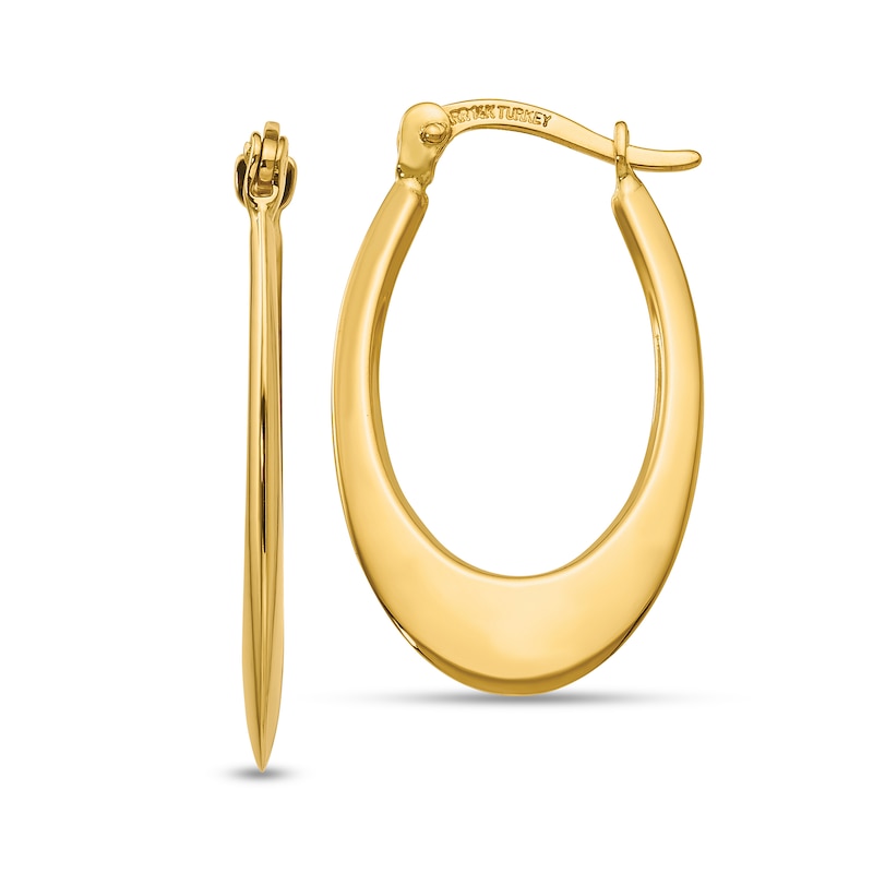 Main Image 1 of 26.0mm Knife Edge Oval Hoop Earrings in Semi-Solid 10K Gold