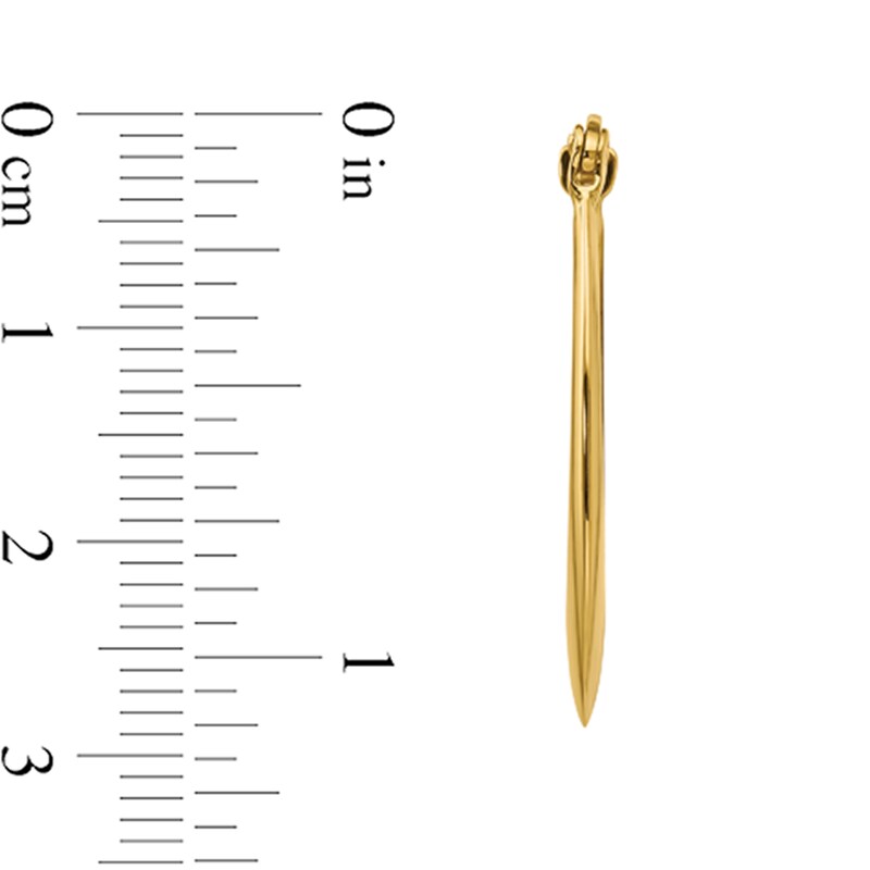Main Image 2 of 26.0mm Knife Edge Oval Hoop Earrings in Semi-Solid 10K Gold