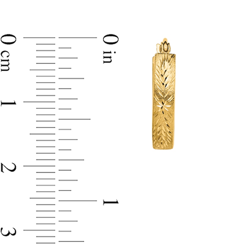 Main Image 2 of 19.0mm Etched Oval Hoop Earrings in Hollow 10K Gold