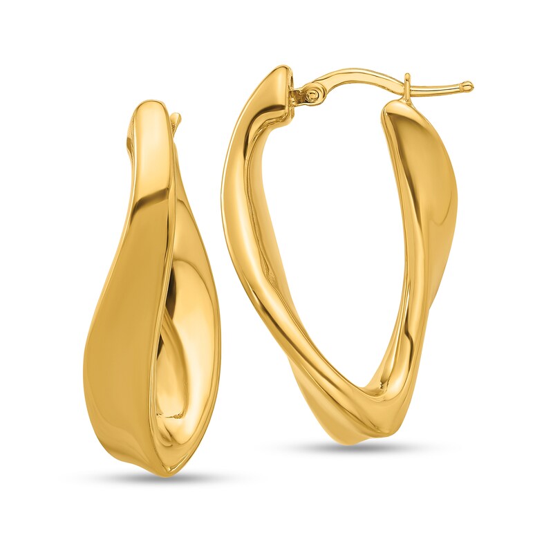 Main Image 1 of 29.7mm Twist Oval Hoop Earrings in Hollow 14K Gold