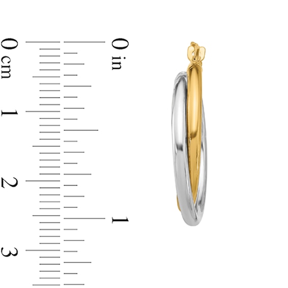 25.7mm Crossover Hoop Earrings in Hollow 14K Two-Tone Gold
