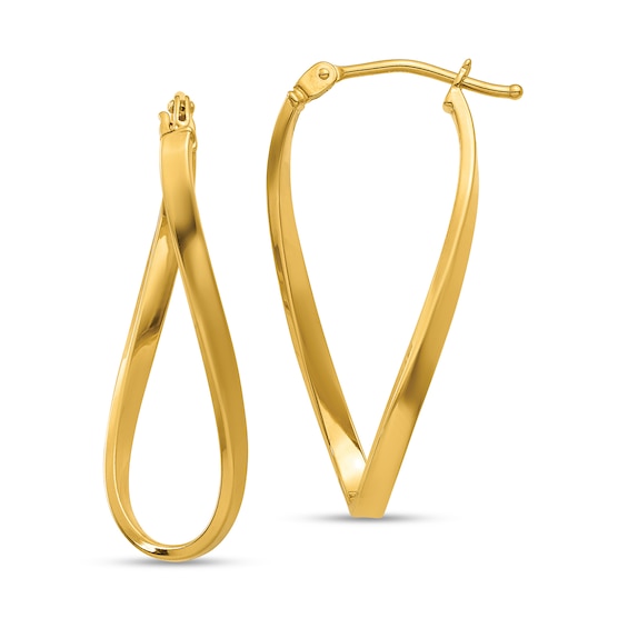 27.6mm Twist Oval Hoop Earrings in Hollow 10K Gold