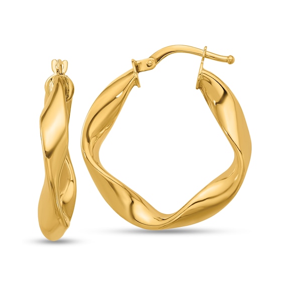 24.7mm Ribbon Twist Hoop Earrings in Hollow 14K Gold