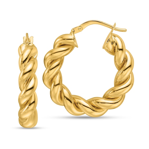 28.0mm Rope Twist Hoop Earrings in Hollow 10K Gold