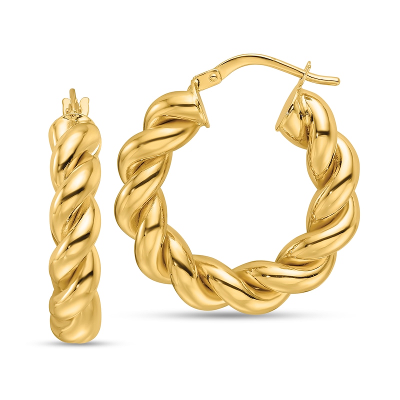 Main Image 1 of 28.0mm Rope Twist Hoop Earrings in Hollow 10K Gold