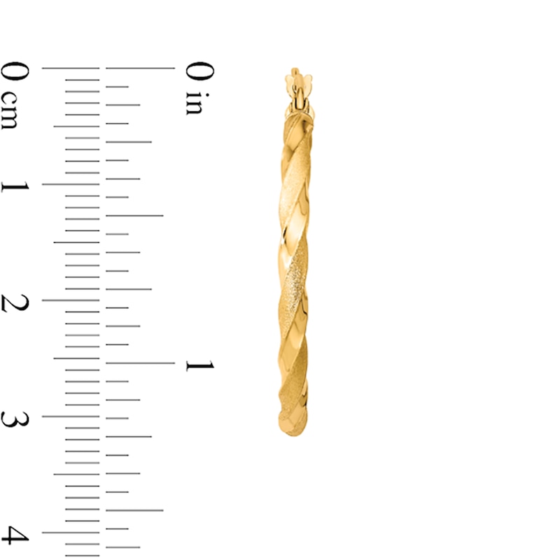 Main Image 2 of 31.71mm Satin Twist Hoop Earrings  in Hollow 10K gold