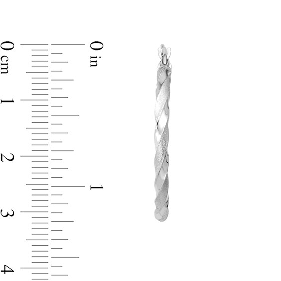 31.71mm Satin Twist Hoop Earrings in Hollow 10K White gold