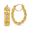 Thumbnail Image 1 of 32.4mm Curb Chain Link Oval Hoop Earrings in Hollow 14K Gold