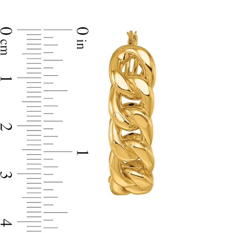 Main Image 2 of 32.4mm Curb Chain Link Oval Hoop Earrings in Hollow 14K Gold