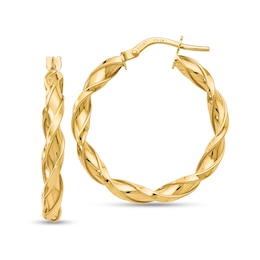 25.0mm Twist Ribbon Hoop Earrings in Hollow 10K Gold