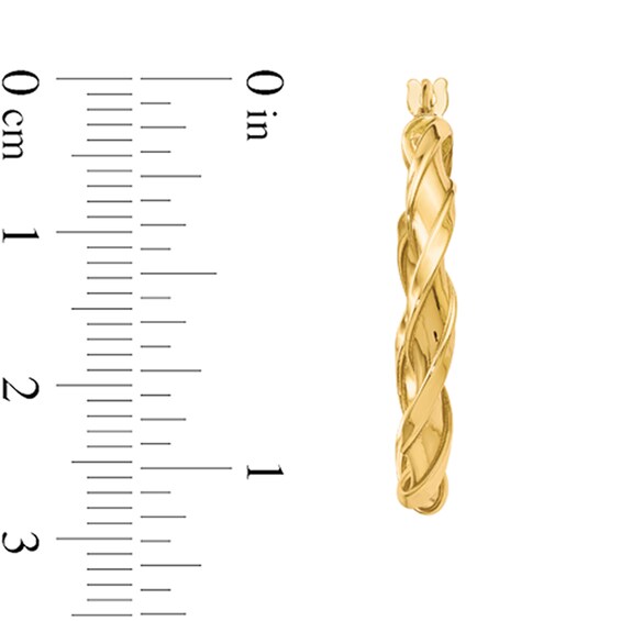 25.0mm Twist Ribbon Hoop Earrings in Hollow 10K Gold