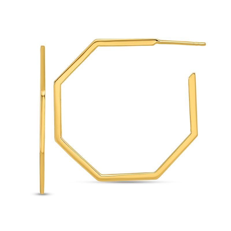 Main Image 1 of 30.0mm Octagonal Open Hoop Earrings in Hollow 14K Gold