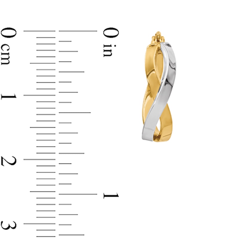 Main Image 2 of 19.0mm Flat Twist Hoop Earrings in 10K Two-Tone Gold