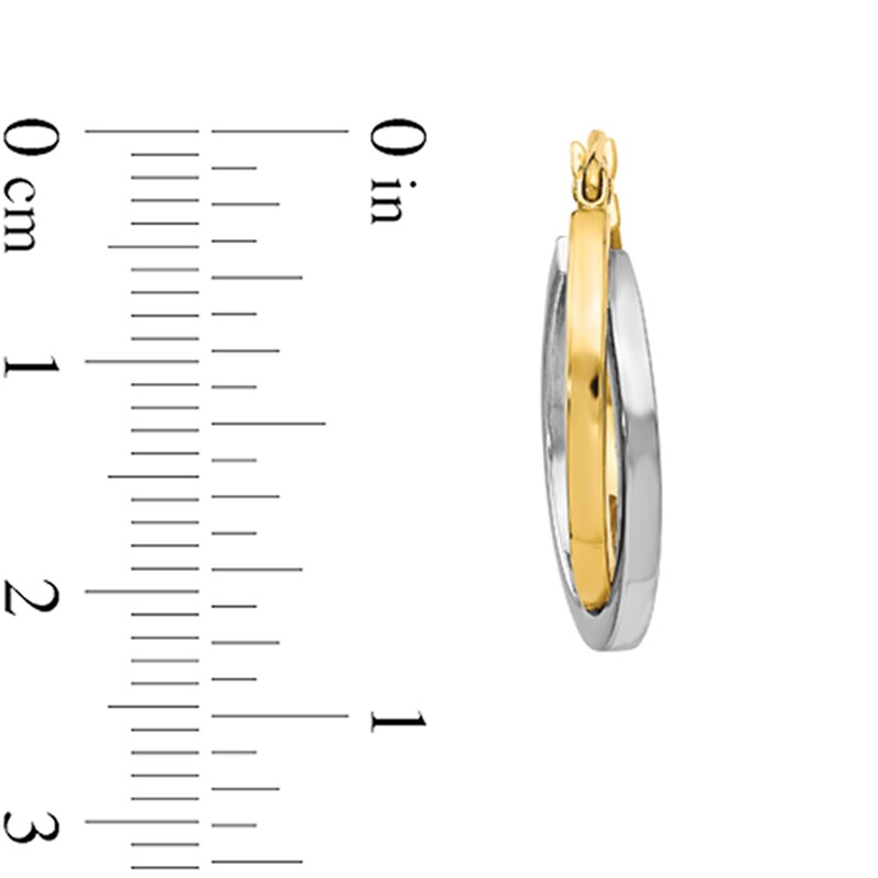 Main Image 2 of 23.0mm Square Tube Crossover Hoop Earrings in Hollow 10K Two-Tone Gold
