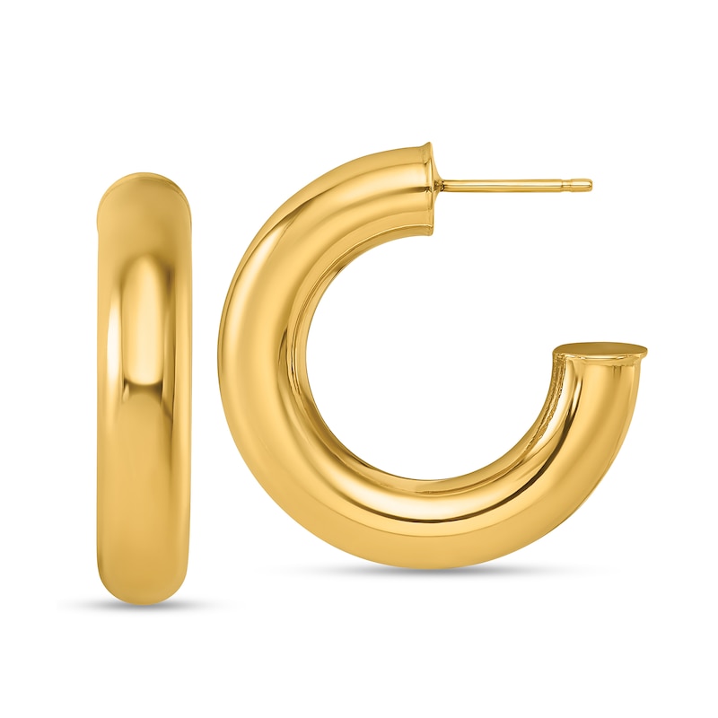 Main Image 1 of 27.0mm Tube Open Hoop Earrings in Hollow 14K Gold