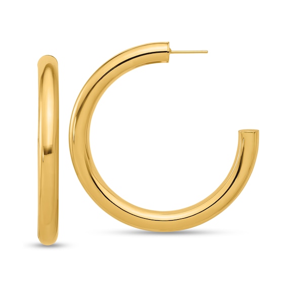 54.0mm Tube Open Hoop Earrings in Hollow 14K Gold