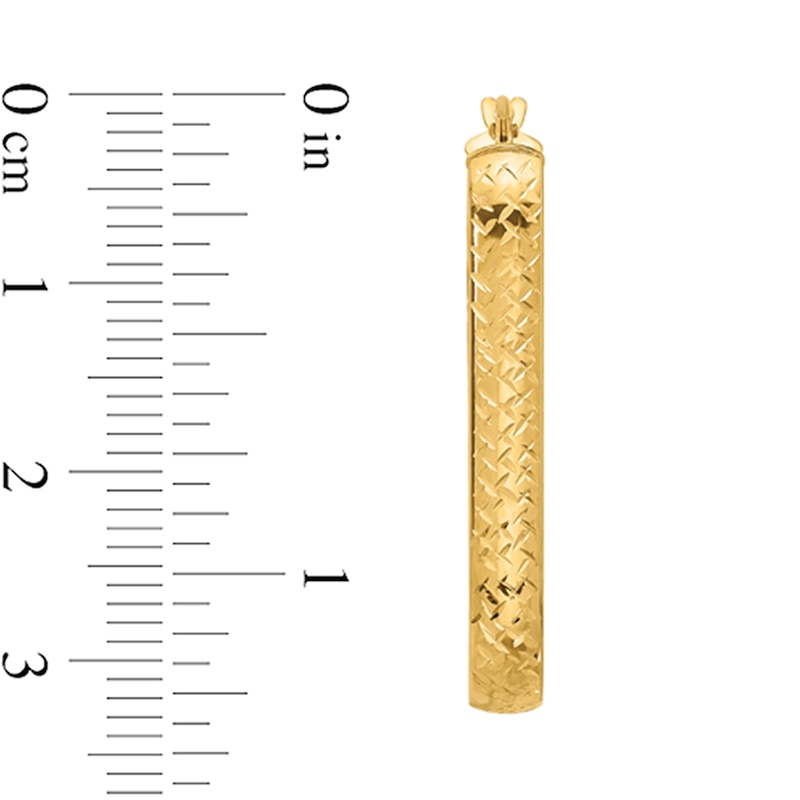 Main Image 2 of 32.44mm Diamond-Cut Oval Hoop Earrings in Hollow 10K Gold