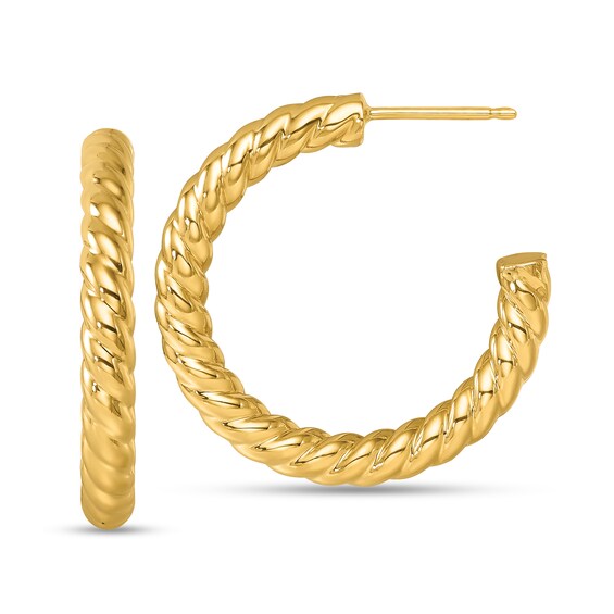 25.7mm Rope Twist Open Hoop Earrings in Hollow 14K Gold